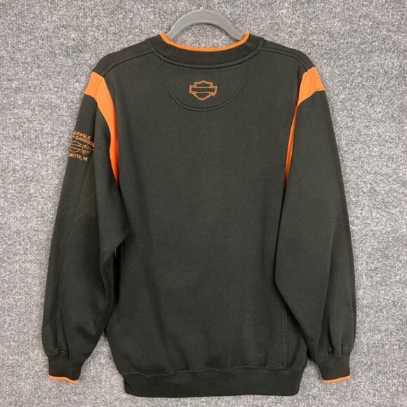 vintage Harley Davidson Men Black Orange Crewneck Sweatshirt Biker Graphic Large - Picture 2 of 8